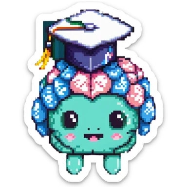 cute brain with a graduation cap sticker