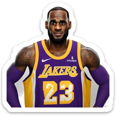 Lebron James in a laker jersey sticker