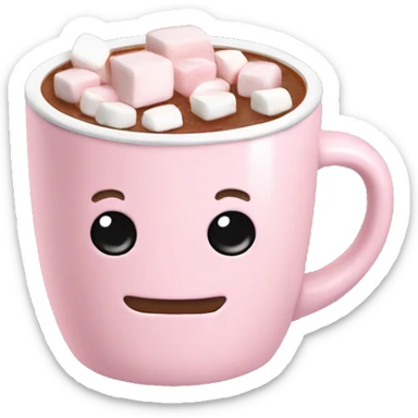 Light Pink mug of hot chocolate with marshmallows  sticker