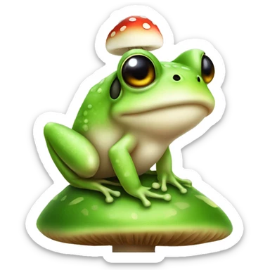 cute frog sitting on top of a toadstool mushroom sticker