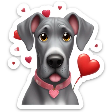Grey great dane valentines day sticker