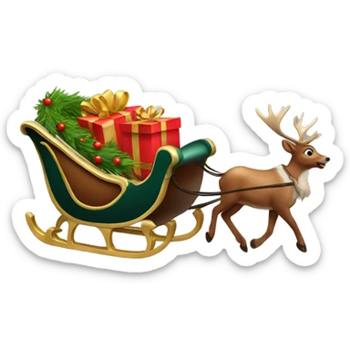 sleigh with reindeer  sticker