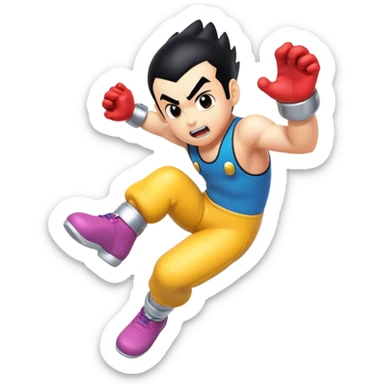 Astroboy being kicked by wario sticker