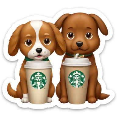 Dogs drinking starbucks sticker