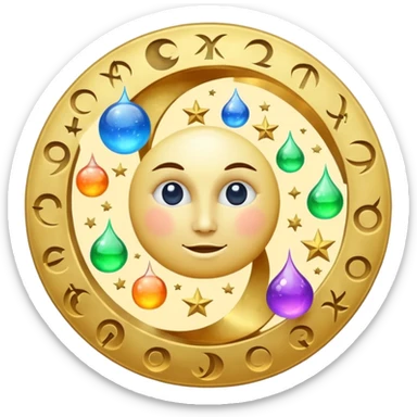 moon with spinning alchemy symbols dizzy sticker