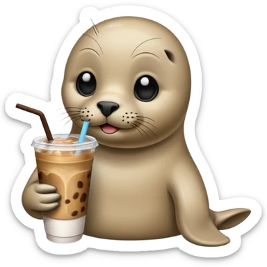 Seal with iced coffee sticker
