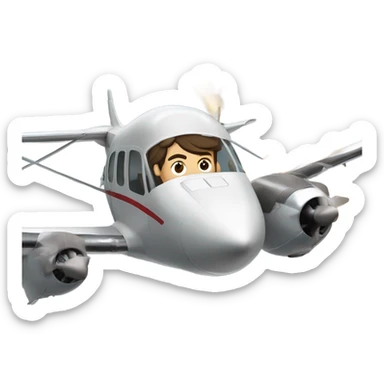 Brown haired mullet man flying plane that’s crashing sticker