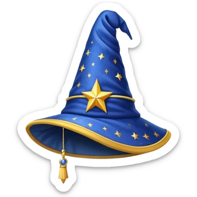 blue wizard hat with star-yellow pattern sticker