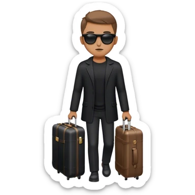 mysterious man in black with suitcase sunglases sticker