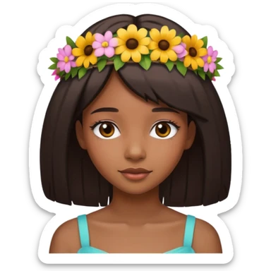 An black girl beatful with strait hai sticker