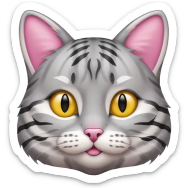 grey tabby cat: pink ears fur sticker