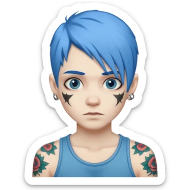 blue haired criminal sticker