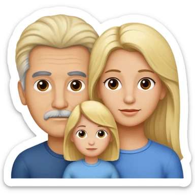 Papá CALVO moreno, hija rizada con pelo largo  y mamá rubia con pelo lacio  pero que NO se abracen sticker