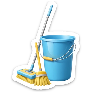 Minimalist hyperrealistic cleaning supplies, isolated, still life, high detailed, 4k sticker