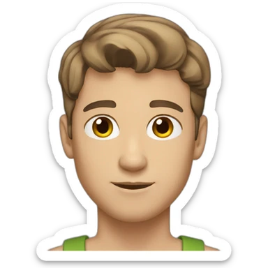 young caucasian man, brown hair, shaved sticker