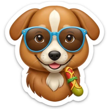 un perro salchica con gafas de sol sticker