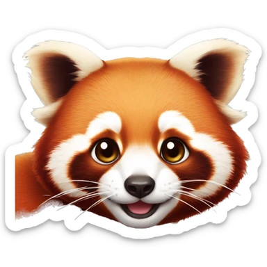 Cute red panda, black oval eyes, cute, Apple emoji animal style sticker