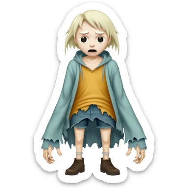 a scary distorted figure sticker