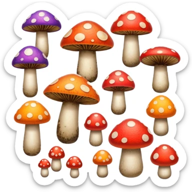 colored mushrooms sticker