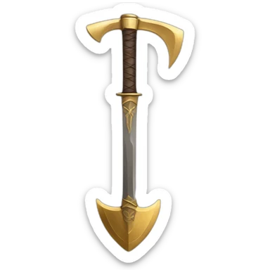 crossed gold sword and axe sticker