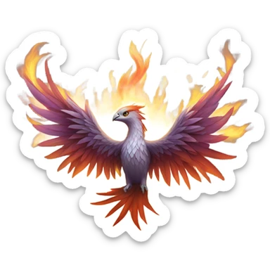 A phoenix rising from the ashes but very dainty and whimsical  sticker