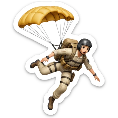 PUBG character falling from the sky with parachute deployed sticker