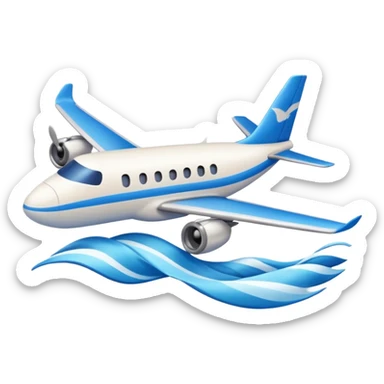 AsiaLuxe Travel emoji with blue waves and a miniature airplane flying above sticker