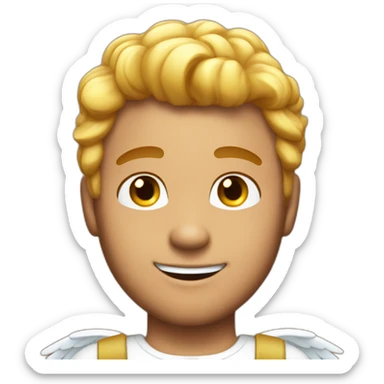 Angel tanned man with halo with cheeky smile sticker