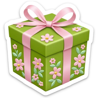 light green and light pink floral gift box sticker