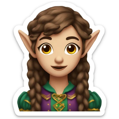 beautiful moody pastoral circus elf with long brown hair sticker