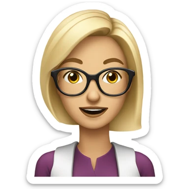 Beautiful Blonde woman wearing glasses calling on cell phone sticker