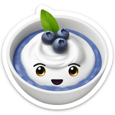 Yogurt in a bowl with blueberries  sticker