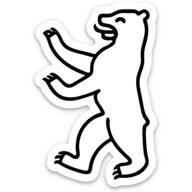 Berlin Bear silhouette, minimalistic, strong outline, no text, icon style sticker