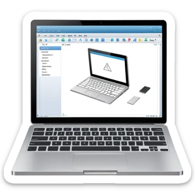 create an emoji of a laptop that has autocad architectural drawings on the screen sticker