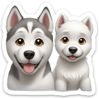 Husky puppy and dog sticker