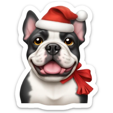 French bull dog dressed for Christmas  sticker