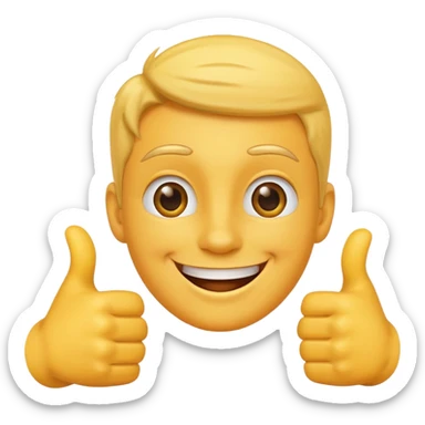 smiling face with hands giving a thumbs up sticker