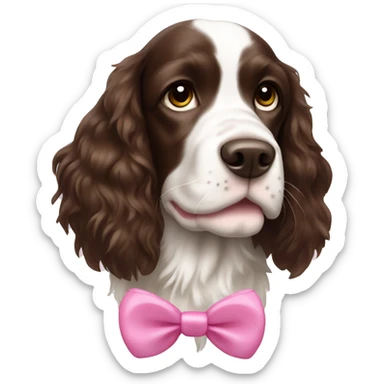 springer spaniel with a pink bow sticker