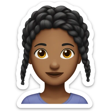Brown girl with black braids  sticker