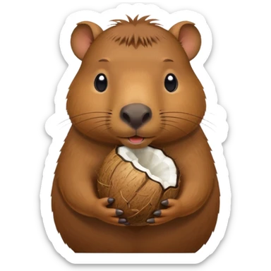 capybara with coconut shell  sticker