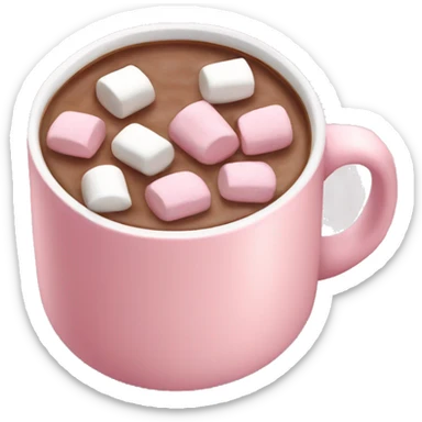 Light Pink mug of hot chocolate with marshmallows  sticker