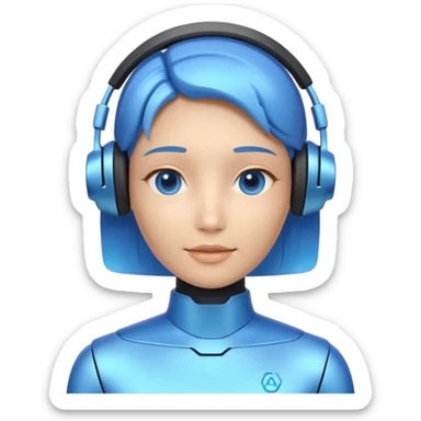 AI Call Agent holo-human-like Cyber AI face, warm, calm and friendly. Holographic look. Blue.
Soft AI face with a listening, welcoming expression, minimal facial lines, calm eyes. sticker