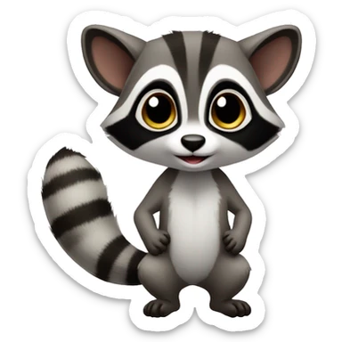 Cute raccoon-lemur-hybrid full body sticker