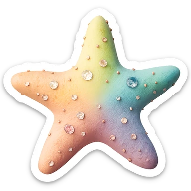 Remove the background, keep only the realistic rainbow pastel bedazzled sea star, photorealistic, preserve all details, transparent background. sticker