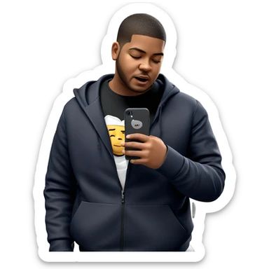 boy with closed eyes and phone sticker