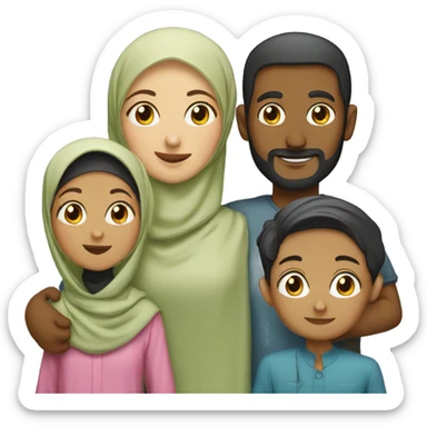 Hijabi woman with a husband and children  sticker