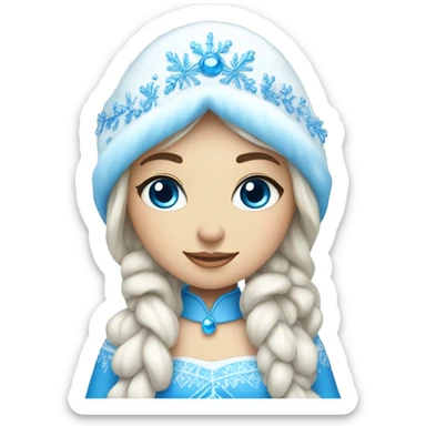 Snow Maiden girl in a blue dress lush warm and kokoshnik with blue eyes sticker