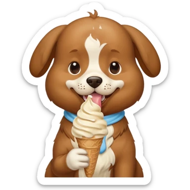 dog eating icecream sticker