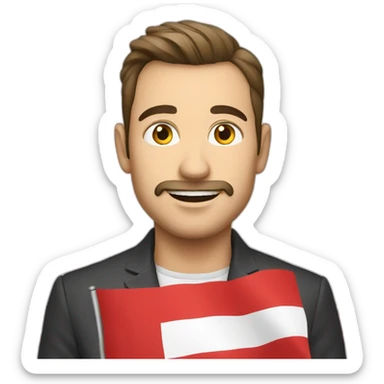 Austrian man with Austrian flag sticker