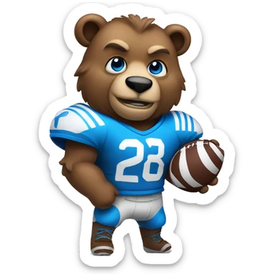 Warrior bear with blue eyes playing football sticker